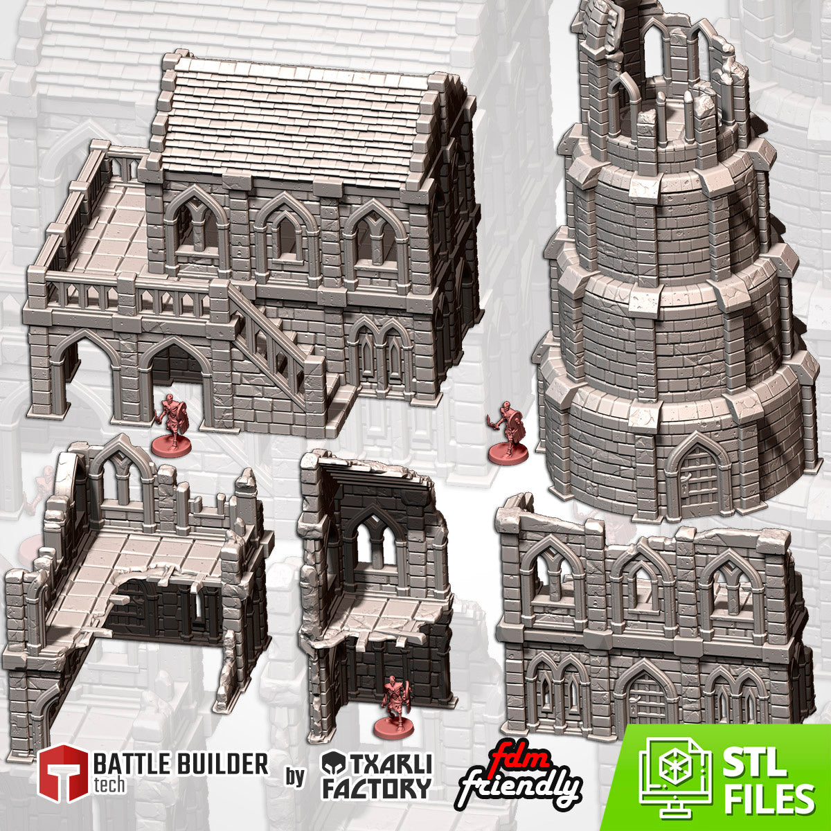 Middle earth town set - Warmaster compatible - 10mm Terrain Set