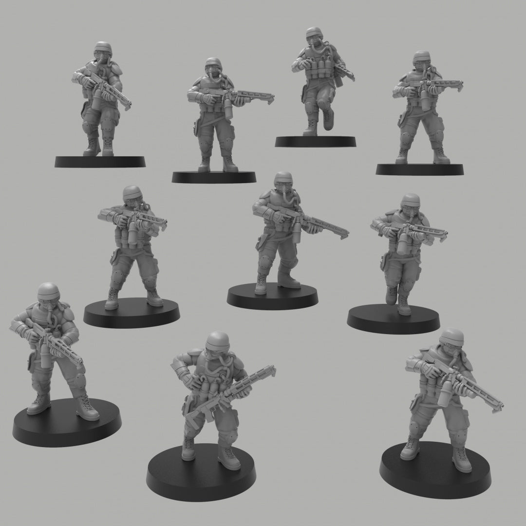 Heck Ghosts Assault Infantry Flamethrowers - ThatEvilOne - 28mm/32mm