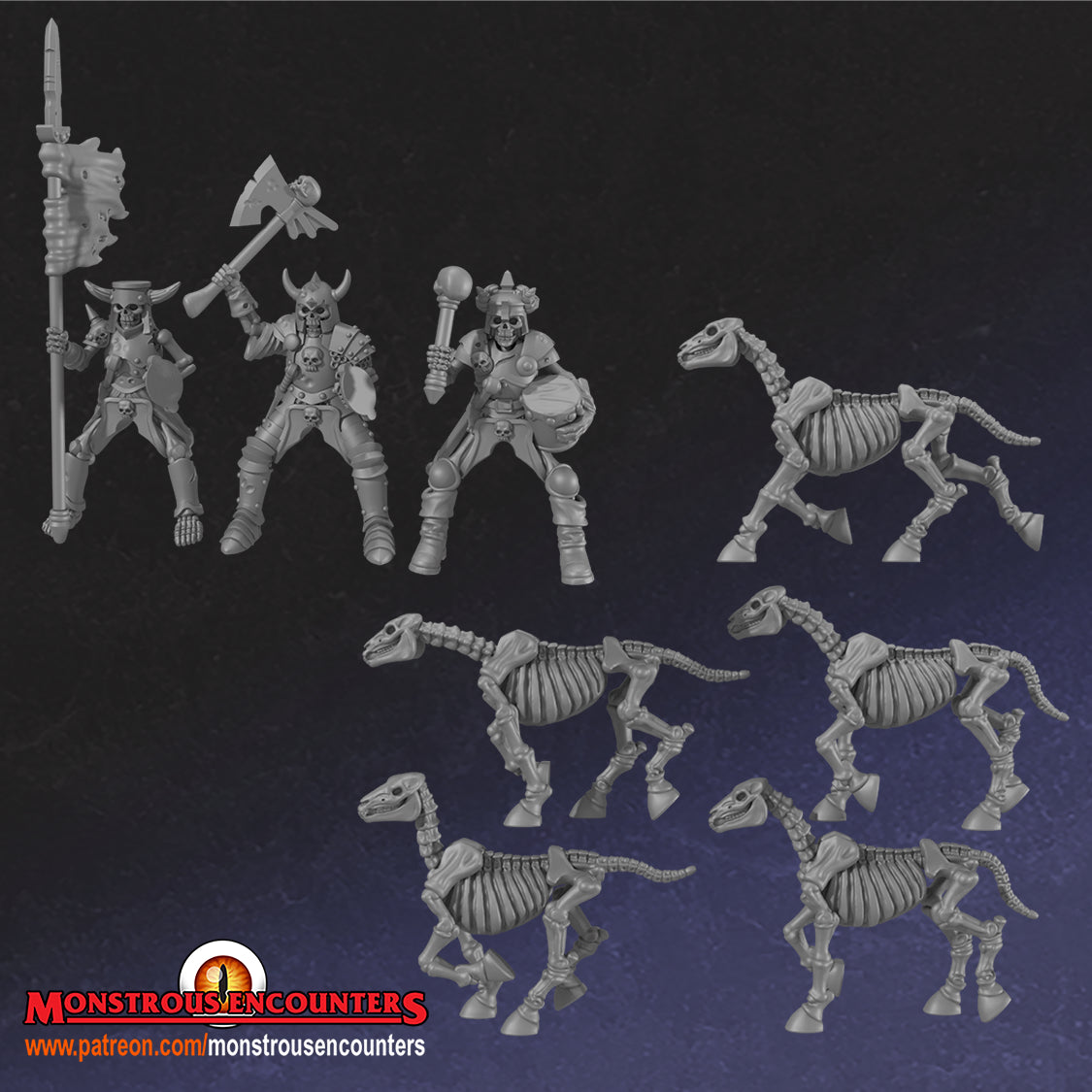 Skeleton Horsemen - 28/32mm miniatures by Monstrous Encounters