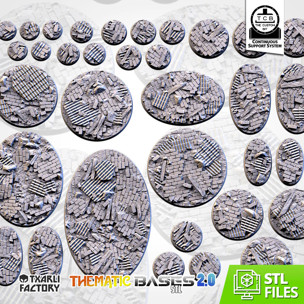 Ruined Factory Base Tops (ROUND) - Thematic bases - Txarli Factory