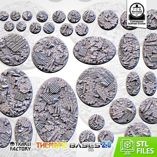 Ruined Factory Base Tops (ROUND) - Thematic bases - Txarli Factory