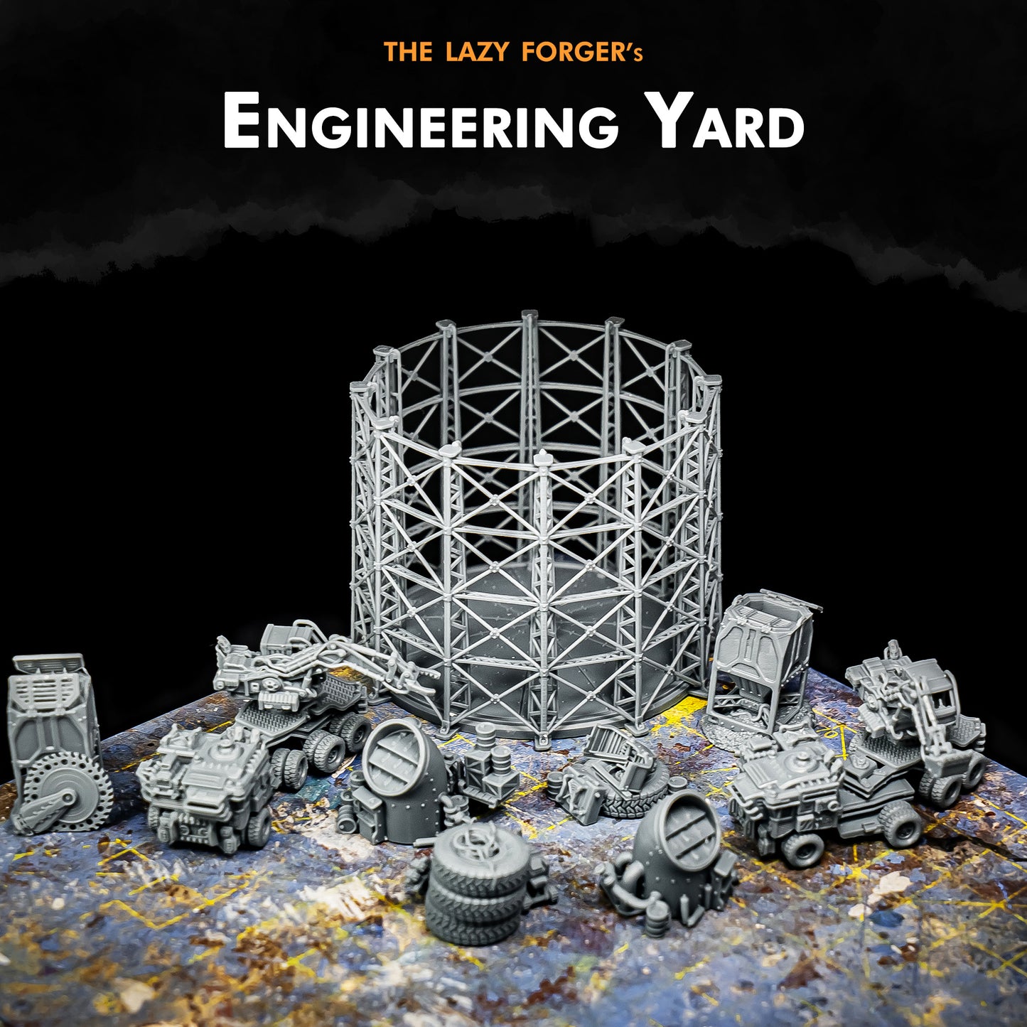 Engineering Yard 13 pc set - Miniature Terrain Set 6mm/8mm Epic Battletech