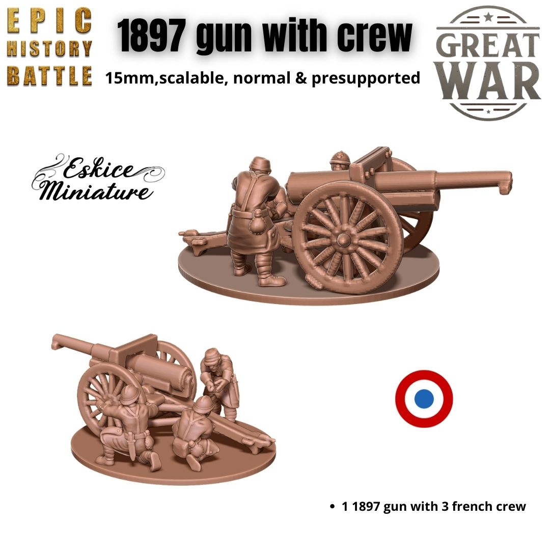 French 1897 Gun Pack - WW2 - 6mm 10mm 15mm