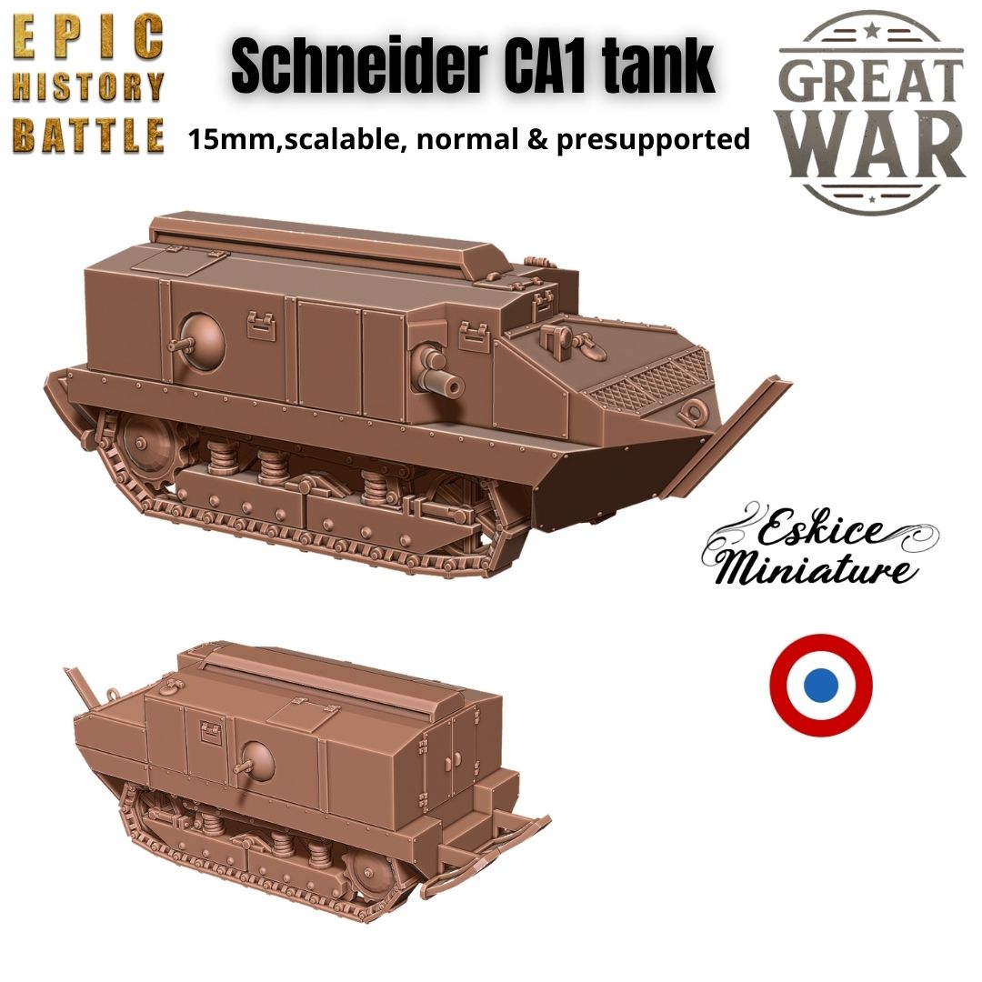 French Schneider CA1 Tank Pack - WW2 - 6mm 10mm 15mm