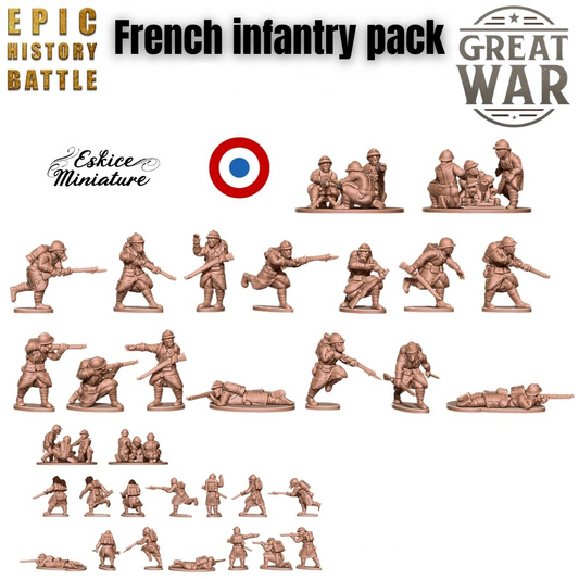 French Infantry Pack - WW1 - 6mm 10mm 15mm