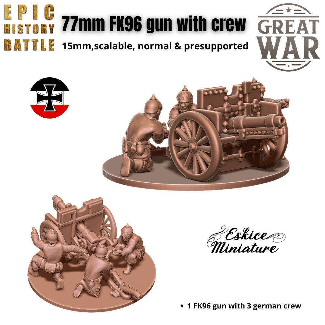 German 77mm FK96 gun Pack - WW1 - 6mm 10mm 15mm