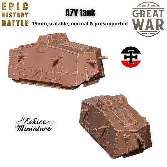 German A7V Tank Pack - WW1 - 6mm 10mm 15mm