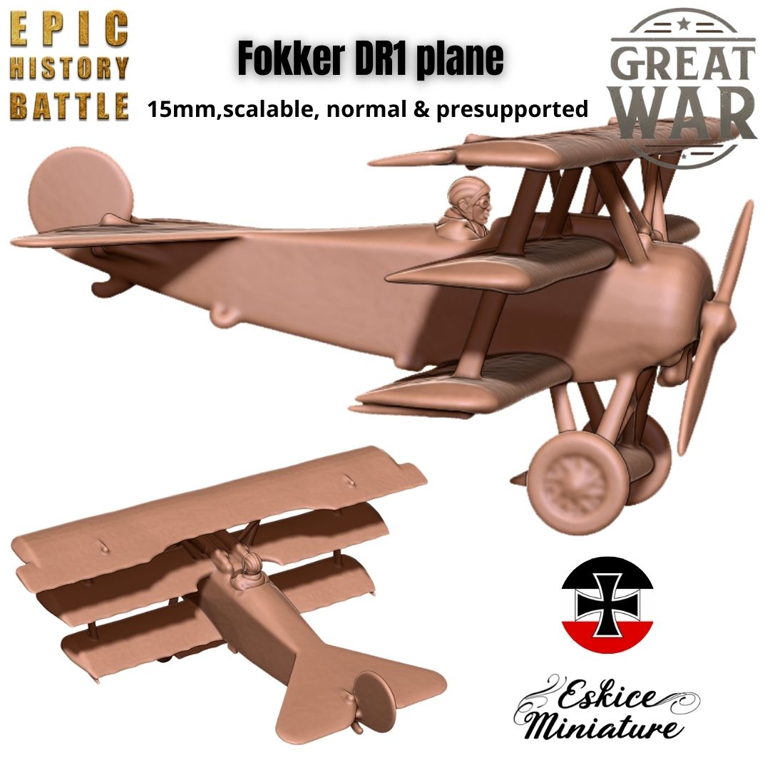 German Fokker DR1 plane Pack - WW1 - 6mm 10mm 15mm