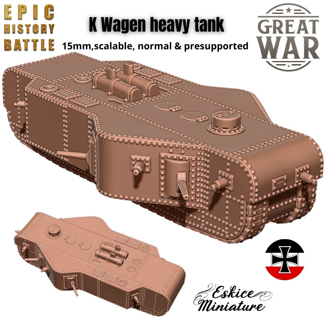 German K Wagen Heavy Tank Pack - WW1 - 6mm 10mm 15mm – AfterDark Prints