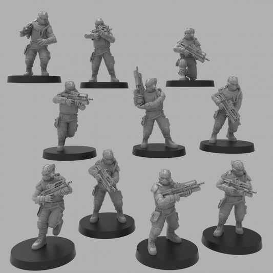 Heck Ghosts Advanced Infantry w/ Rifles - ThatEvilOne - 28mm/32mm