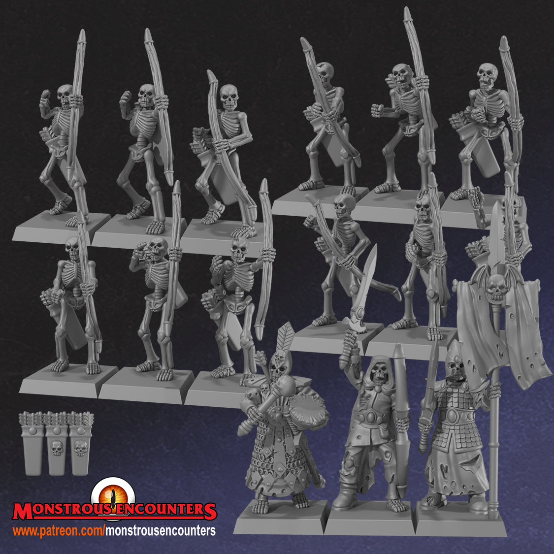 Skeleton archers Horde - 28/32mm miniatures by Monstrous Encounters