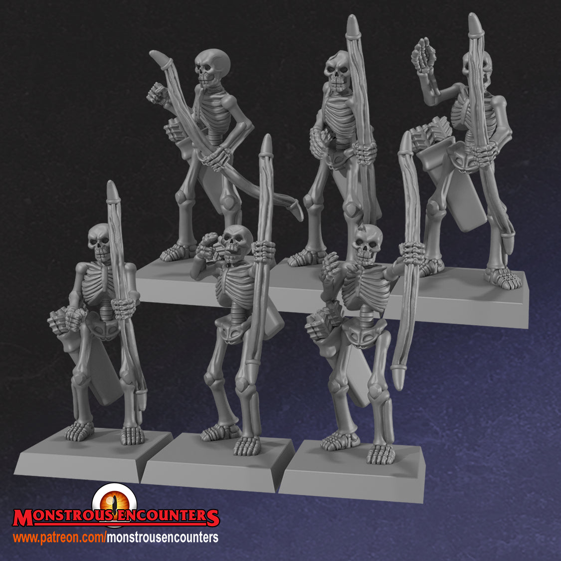 Skeleton archers Horde - 28/32mm miniatures by Monstrous Encounters