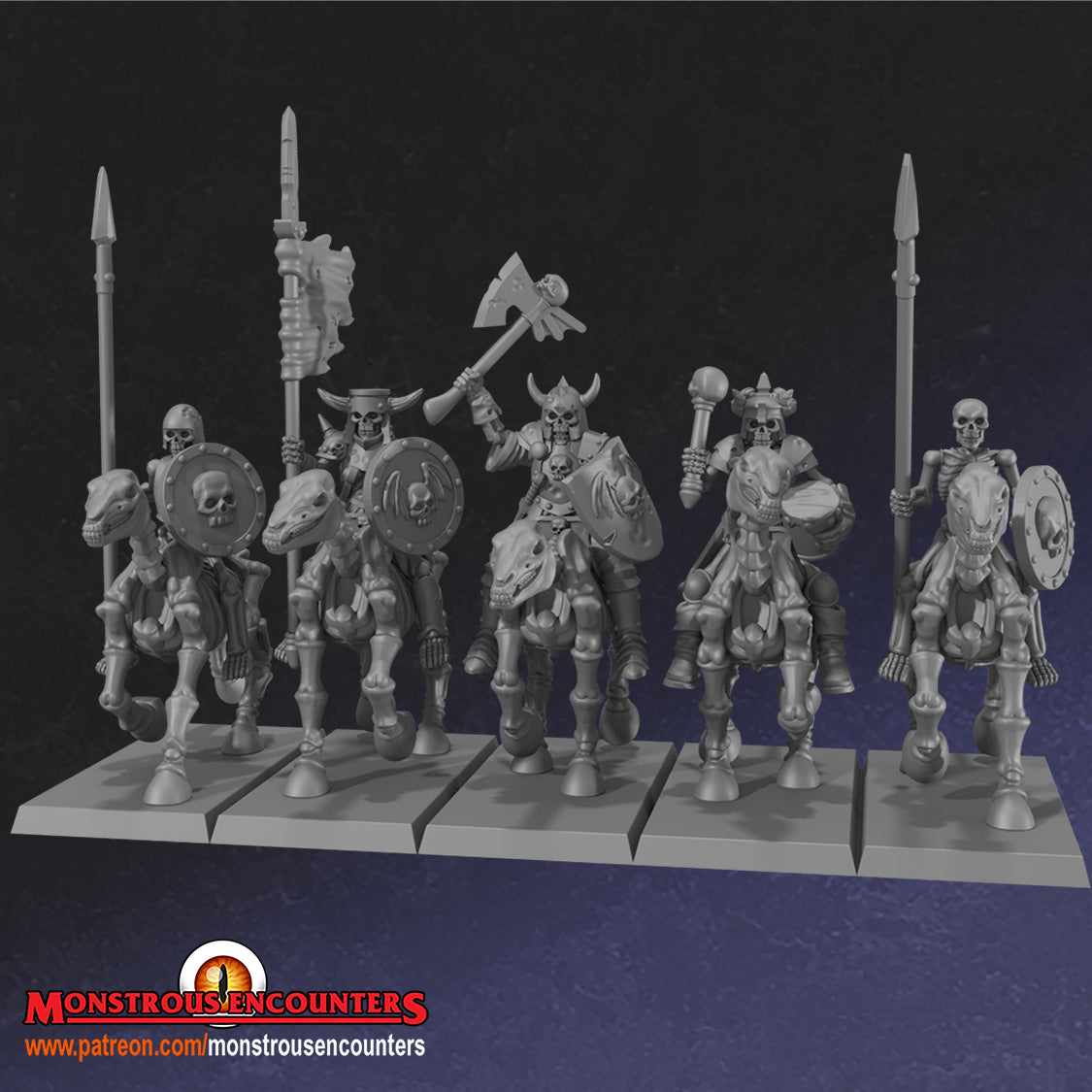 Skeleton Horsemen - 28/32mm miniatures by Monstrous Encounters