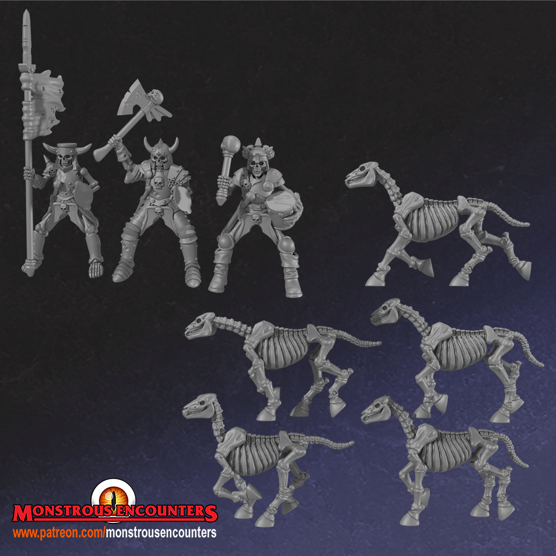 Skeleton Horsemen - 28/32mm miniatures by Monstrous Encounters