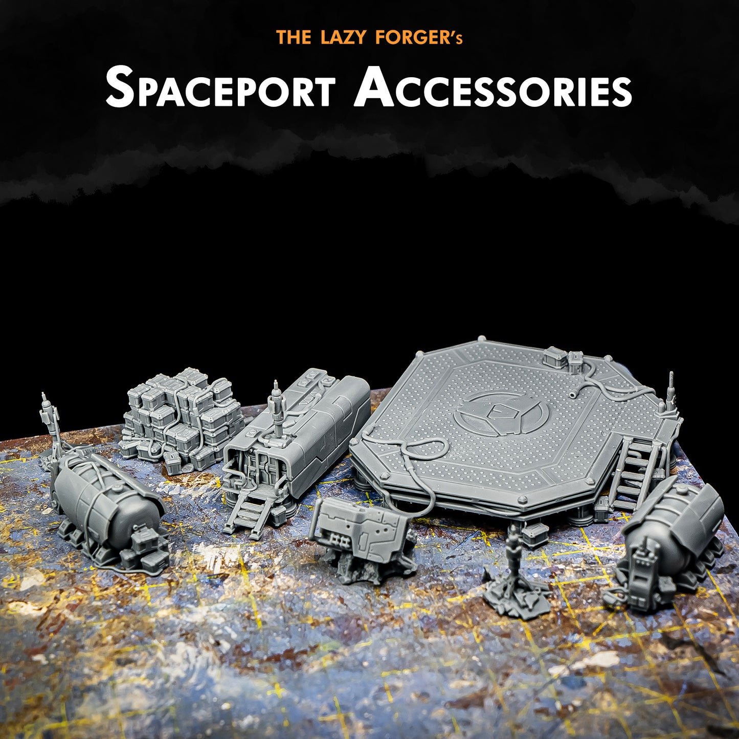 Spaceport Accessories 8 pc set - Miniature Terrain Set 6mm/8mm Epic Battletech