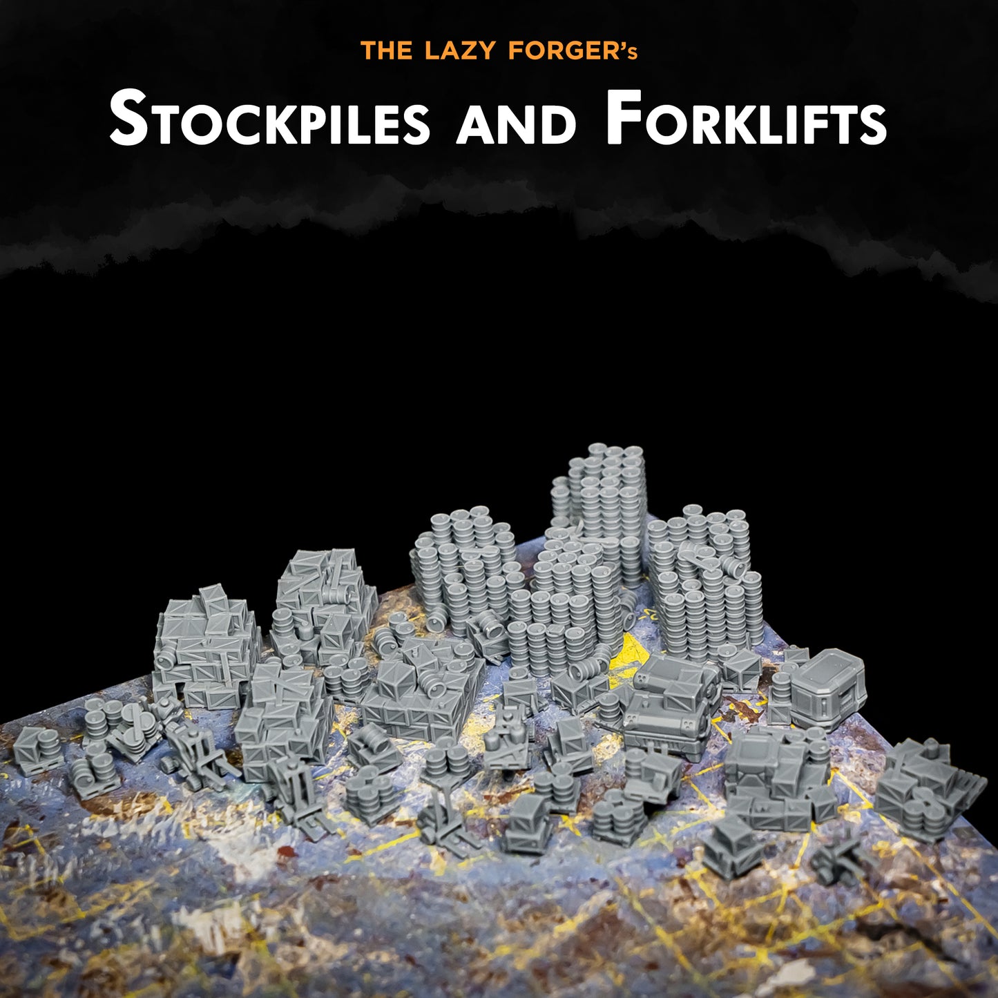 Stockpiles and Forklifts - Miniature Terrain Set