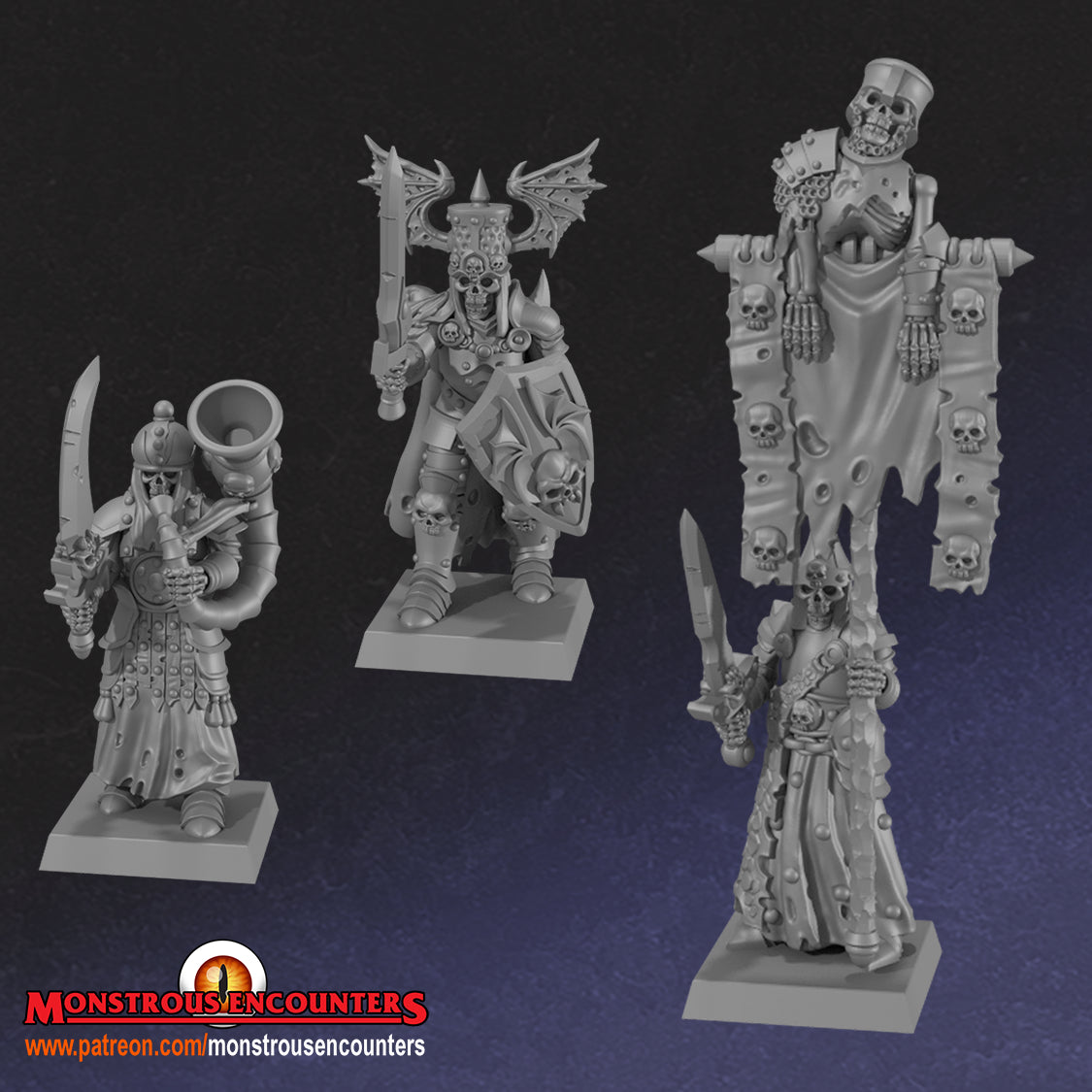 Barrow Wights with sword and shield - 28/32mm miniatures by Monstrous Encounters