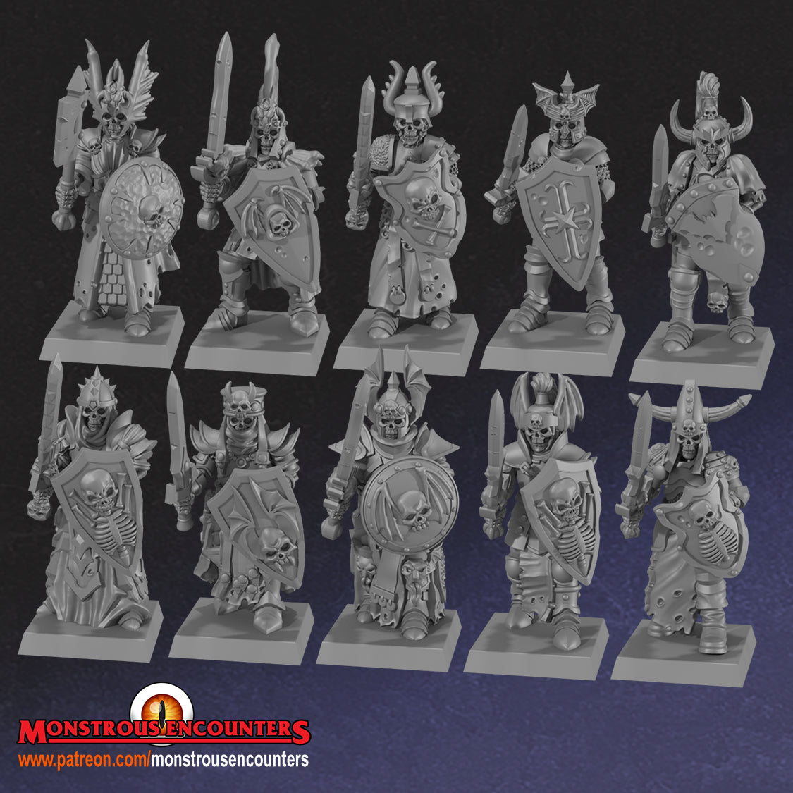 Barrow Wights with sword and shield - 28/32mm miniatures by Monstrous Encounters